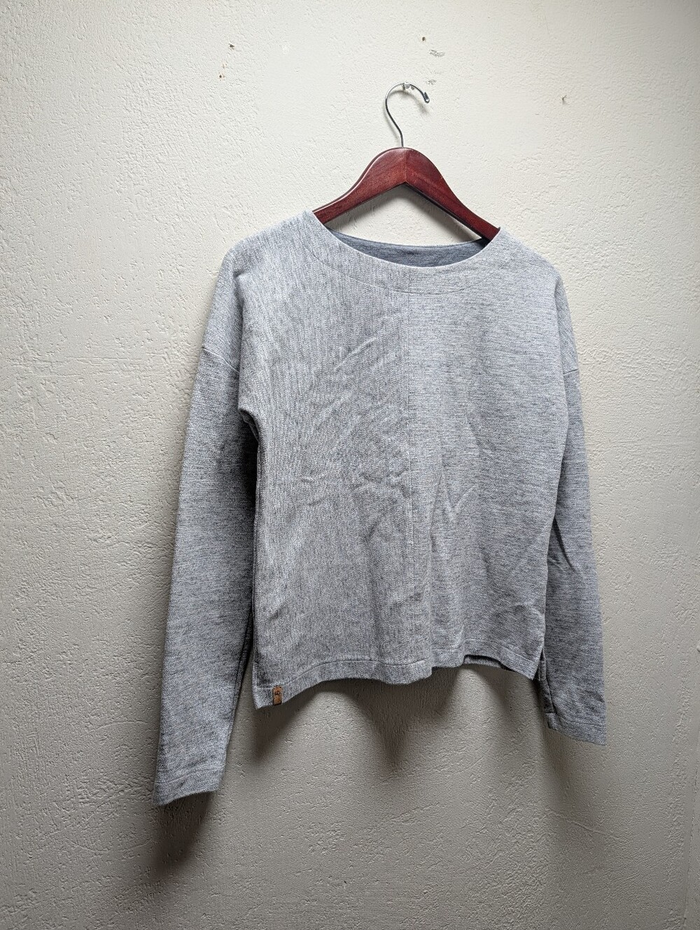 Tentree Womens Gray Solid Knit Crew Neck Long Sleeve Logo Sweater Pullover S